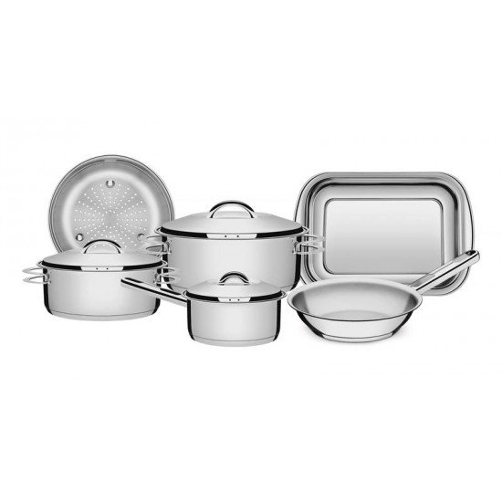 JOGO DE PANELAS ACO INOX COM FUNDO TRIPLO 6 PC TRAMONTINA