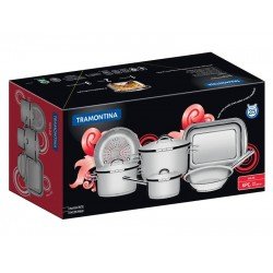 JOGO DE PANELAS ACO INOX COM FUNDO TRIPLO 6 PC TRAMONTINA