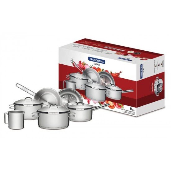 JOGO DE PANELAS ACO INOX COM FUNDO TRIPLO 6 PC TRAMONTINA