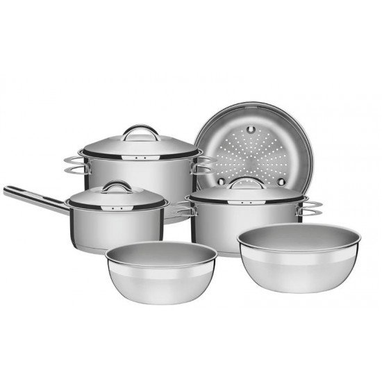 JOGO DE PANELAS ACO INOX COM FUNDO TRIPLO 6 PC TRAMONTINA