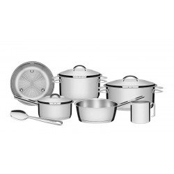 JOGO DE PANELAS ACO INOX COM FUNDO TRIPLO 7 PC TRAMONTINA