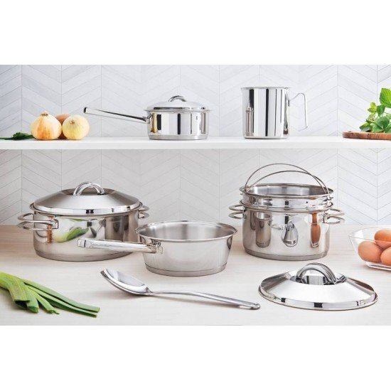 JOGO DE PANELAS ACO INOX COM FUNDO TRIPLO 7 PC TRAMONTINA