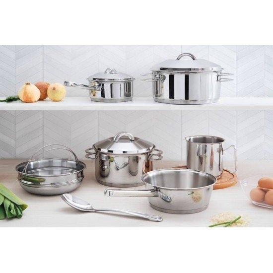 JOGO DE PANELAS ACO INOX COM FUNDO TRIPLO 7 PC TRAMONTINA