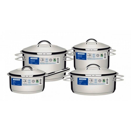 DISPLAY 16 UNIDADES DE PANELAS EM ACO INOX COM FUNDO TRIPLO TRAMONTINA