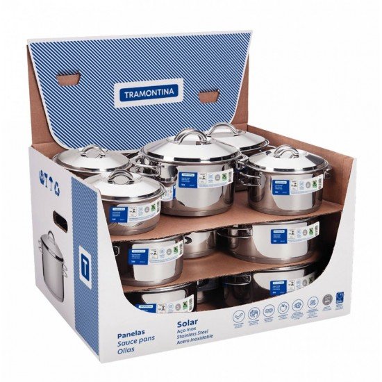 DISPLAY 16 UNIDADES DE PANELAS EM ACO INOX COM FUNDO TRIPLO TRAMONTINA