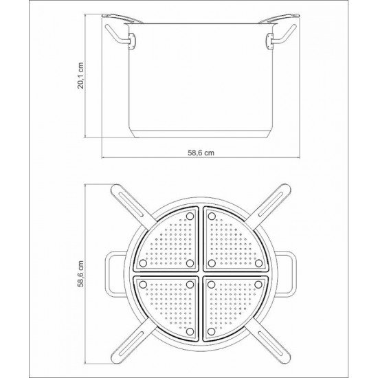 COZI-PASTA PROFESSIONAL EM ACO INOX COM 4 DIVISORIAS 30 CM 13,5 L TRAMONTINA