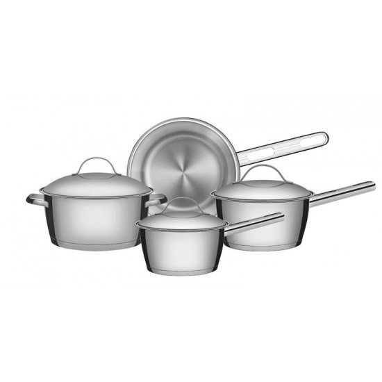 JOGO DE PANELAS ALLEGRA EM ACO INOX COM FUNDO TRIPLO E TAMPAS DE INOX 4 PECAS TRAMONTINA