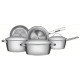 JOGO DE PANELAS TRAMONTINA ALLEGRA EM AÇO INOX COM FUNDO TRIPLO 5 PEÇAS