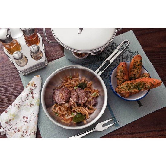 JOGO DE PANELAS TRAMONTINA ALLEGRA EM AÇO INOX COM FUNDO TRIPLO 5 PEÇAS