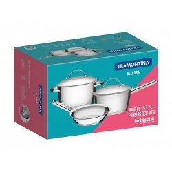 JOGO DE PANELAS ACO INOX COM FUNDO TRIPLO 3 PC TRAMONTINA