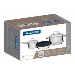 JOGO DE PANELAS ACO INOX COM FUNDO TRIPLO 3 PC TRAMONTINA