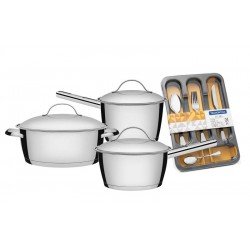 JOGO DE PANELAS ACO INOX COM FUNDO TRIPLO 27 PC TRAMONTINA