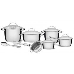 JOGO DE PANELAS ACO INOX COM FUNDO TRIPLO 8 PC TRAMONTINA