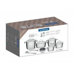 JOGO DE PANELAS ACO INOX COM FUNDO TRIPLO 8 PC TRAMONTINA