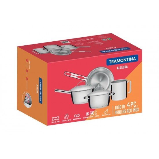 JOGO DE PANELAS ACO INOX COM FUNDO TRIPLO 4 PC TRAMONTINA