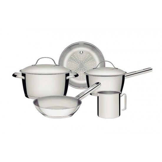 JOGO DE PANELAS TRAMONTINA ALLEGRA EM AÇO INOX COM FUNDO TRIPLO 5 PEÇAS