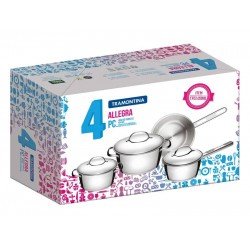 JOGO DE PANELAS ACO INOX COM FUNDO TRIPLO 4 PC TRAMONTINA