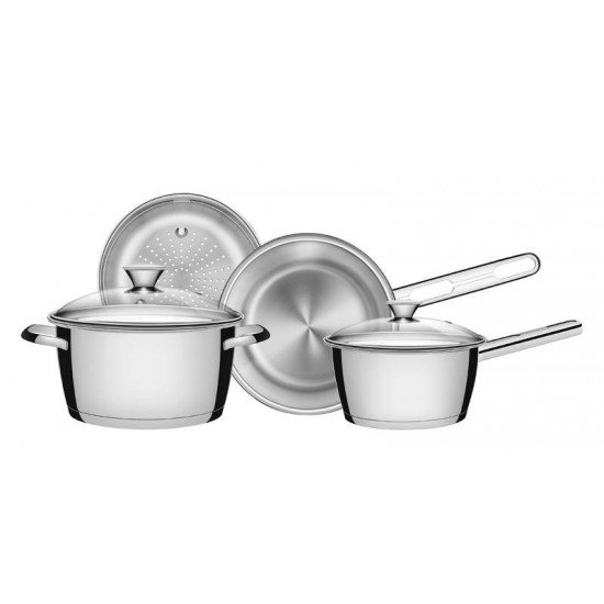 JOGO DE PANELAS ALLEGRA EM ACO INOX FUNDO TRIPLO 4 PECAS TRAMONTINA