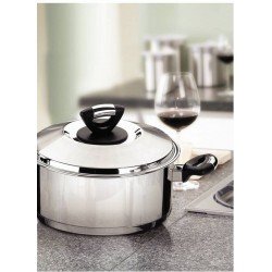 JOGO DE PANELAS TRAMONTINA SOLAR BAQUELITE EM AÇO INOX COM FUNDO TRIPLO E CABOS E ALÇAS DE BAQUELITE 3 PEÇAS