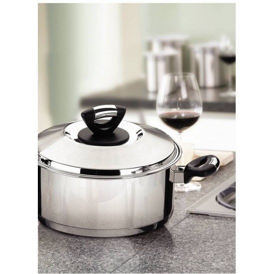 JOGO DE PANELAS TRAMONTINA SOLAR BAQUELITE EM AÇO INOX COM FUNDO TRIPLO E CABOS E ALÇAS DE BAQUELITE 3 PEÇAS