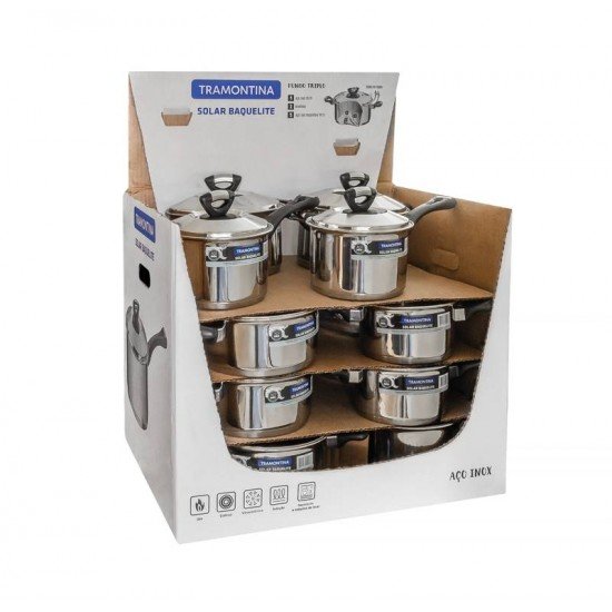 DISPLAY 16 UNI DE PANELAS ACO INOX COM FUNDO TRIPLO TRAMONTINA