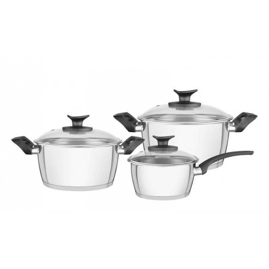 JOGO DE PANELAS ACO INOX COM FUNDO TRIPLO 3 PC TRAMONTINA