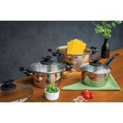 JOGO DE PANELAS ACO INOX COM FUNDO TRIPLO 3 PC TRAMONTINA