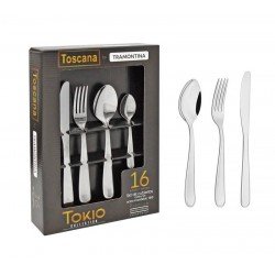 FAQUEIRO ACO INOX COM FACA DE MESA 16 PC TRAMONTINA