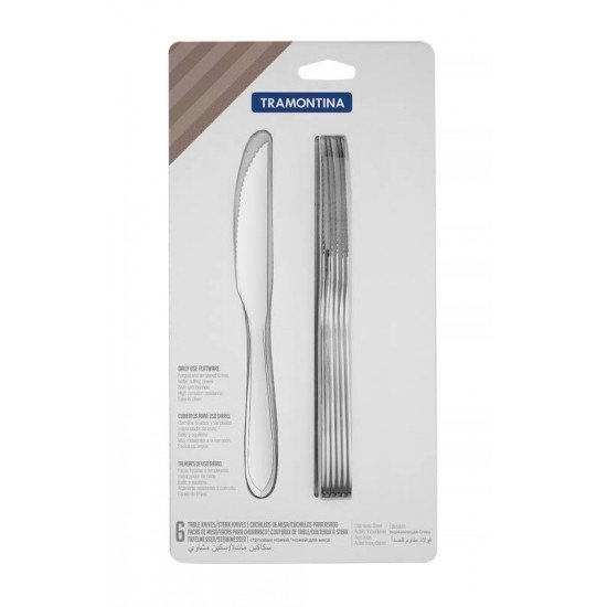 CONJUNTO DE FACAS PARA CHURRASCO ACO INOX 6 PC TRAMONTINA