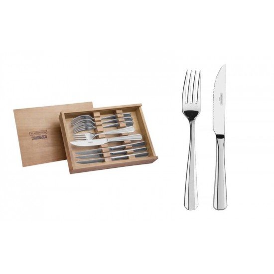 JOGO PARA CHURRASCO OPERA EM ACO INOX COM ESTOJO DE MADEIRA 8 PECAS TRAMONTINA