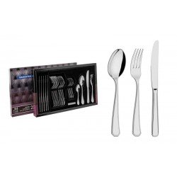 FAQUEIRO SONATA EM ACO INOX COM FACAS DE MESA FORJADAS ACABAMENTO BRILHO 24 PECAS TRAMONTINA