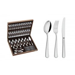 FAQUEIRO SONATA EM ACO INOX FACAS FORJADAS ACABAMENTO BRILHO E ESTOJO DE MADEIRA 76 PECAS TRAMONTINA