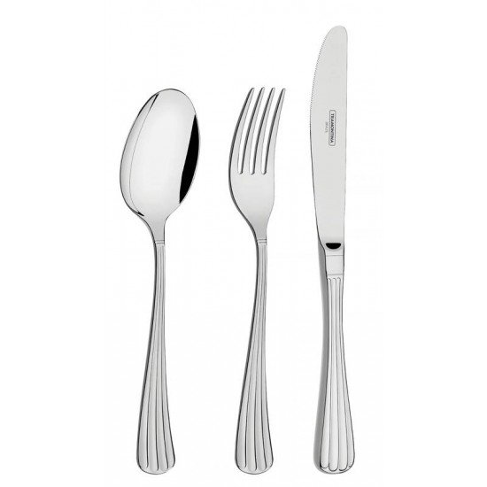 FAQUEIRO VIENA EM ACO INOX COM FACAS DE MESA DETALHE ALTO RELEVO SEM ESTOJO 101 PECAS TRAMONTINA