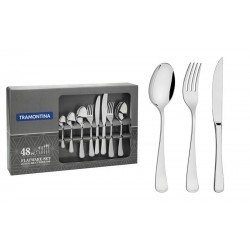 FAQUEIRO MONACO EM ACO INOX COM FACAS PARA CHURRASCO ACABAMENTO BRILHO 48 PECAS TRAMONTINA