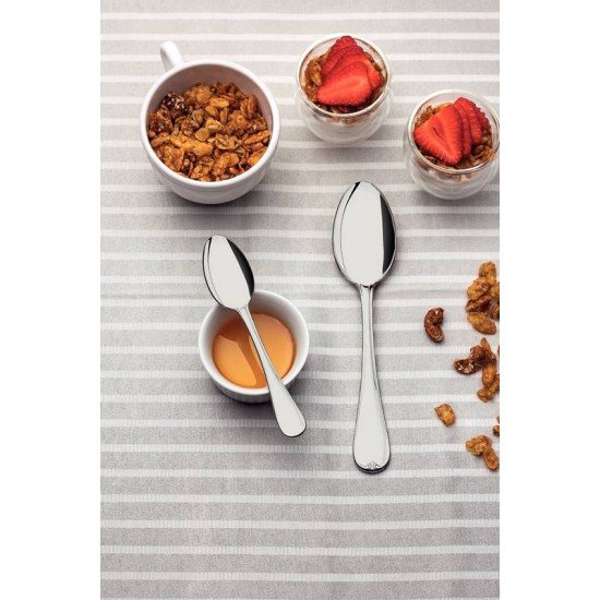 FAQUEIRO TRAMONTINA VICENZA EM AÇO INOX COM FACAS DE MESA FORJADAS ACABAMENTO ALTO BRILHO COM DETALHES NO CABO E ESTOJO DE MADEIRA 76 PEÇAS