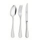 FAQUEIRO TRAMONTINA CLASSIC EM AÇO INOX COM FACAS DE MESA FORJADAS ACABAMENTO BRILHO E ESTOJO DE MADEIRA 130 PEÇAS