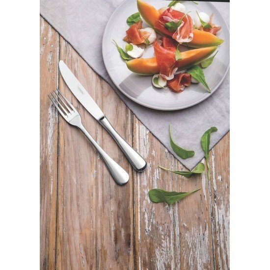 FAQUEIRO TRAMONTINA CLASSIC EM AÇO INOX COM FACAS DE MESA FORJADAS ACABAMENTO BRILHO E ESTOJO DE MADEIRA 130 PEÇAS