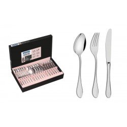 FAQUEIRO ITALY EM ACO INOX COM FACAS DE MESA FORJADAS 6MM ACABAMENTO ALTO BRILHO 36 PECAS TRAMONTINA