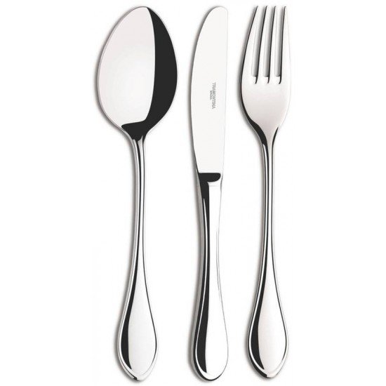 FAQUEIRO EM ACO INOX COM FACAS DE MESA ACABAMENTO ALTO BRILHO 101 PECAS TRAMONTINA