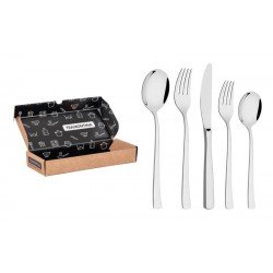 FAQUEIRO BERLIN BRILHO EM ACO INOX COM FACAS DE MESA ACABAMENTO ALTO BRILHO 20 PECAS TRAMONTINA