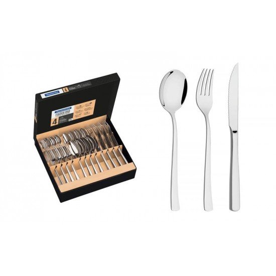 FAQUEIRO BERLIN BRILHO EM ACO INOX FACAS PARA CHURRASCO ACABAMENTO ALTO BRILHO 24 PECAS TRAMONTINA