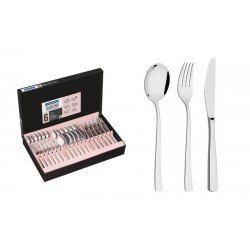 FAQUEIRO BERLIN BRILHO EM ACO INOX COM FACAS DE MESA ACABAMENTO ALTO BRILHO 36 PECAS TRAMONTINA