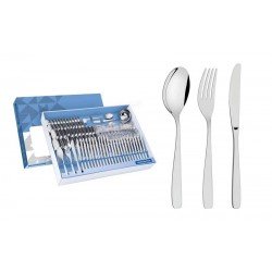 FAQUEIRO COSMOS EM ACO INOX COM FACAS DE MESA ACABAMENTO EM BRILHO 101 PECAS TRAMONTINA