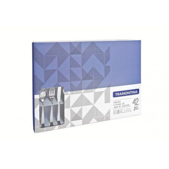 FAQUEIRO TRAMONTINA COSMOS  EM AÇO INOX COM FACAS PARA CHURRASCO ACABAMENTO EM BRILHO COM DETALHES NO CABO 42 PEÇAS