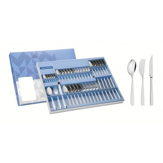 FAQUEIRO TRAMONTINA COSMOS  EM AÇO INOX COM FACAS PARA CHURRASCO ACABAMENTO EM BRILHO COM DETALHES NO CABO 42 PEÇAS