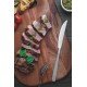 FAQUEIRO TRAMONTINA COSMOS  EM AÇO INOX COM FACAS PARA CHURRASCO ACABAMENTO EM BRILHO COM DETALHES NO CABO 42 PEÇAS