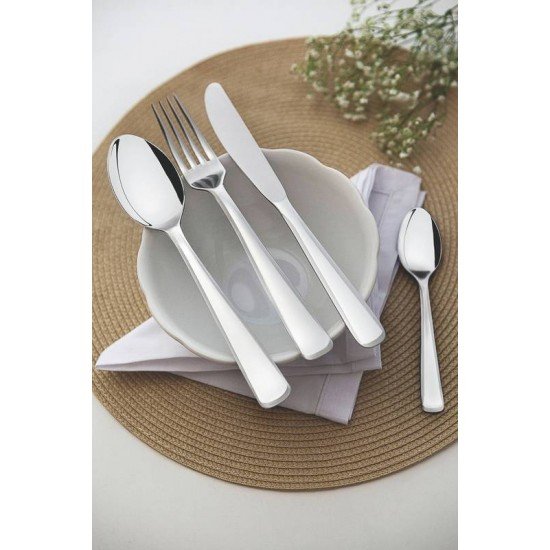 FAQUEIRO TRAMONTINA PACIFIC EM AÇO INOX COM FACAS DE MESA  ACABAMENTO ALTO BRILHO COM DETALHES NO CABO 36 PEÇAS