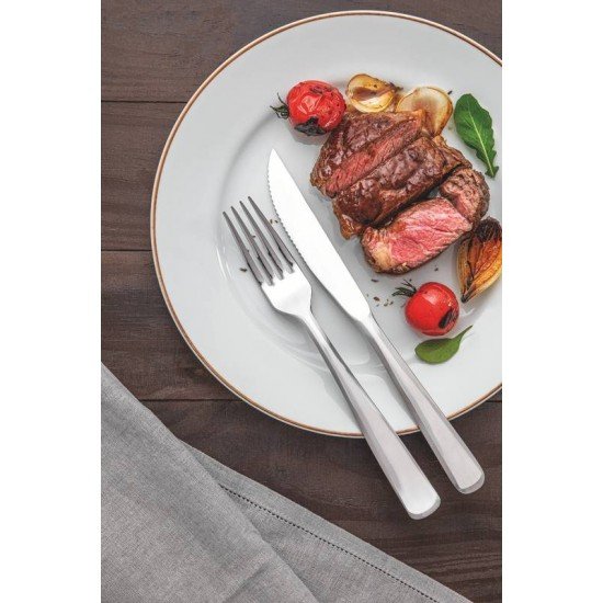 FAQUEIRO TRAMONTINA PACIFIC EM AÇO INOX COM FACAS PARA CHURRASCO ACABAMENTO ALTO BRILHO COM DETALHES NO CABO 72 PEÇAS