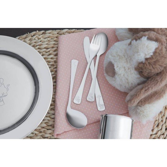 COLHER INFANTIL BABY CURVADA EM ACO INOX ACABAMENTO BRILHO COM DESENHO EM ALTO RELEVO TRAMONTINA