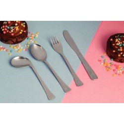 JOGO DE TALHERES INFANTIL TRAMONTINA BABY FRIENDS EM AÇO INOX ACABAMENTO BRILHO COM DESENHO EM ALTO RELEVO 4 PEÇAS